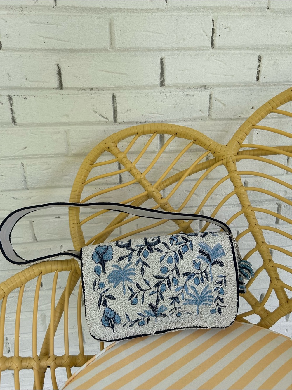 NWOT Handmade in India Beaded Palm Tree Bag - Picture 4 of 5